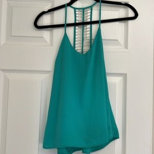 XOXO teal ladder back tank top